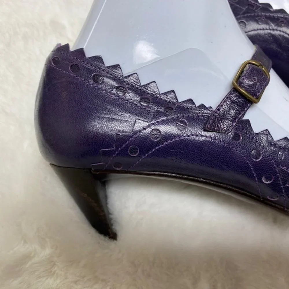 L'Autre Chose Made In‎ Italy Leather Triangle Scalloped Single Strap Heels, sz 7 - Picture 5 of 10